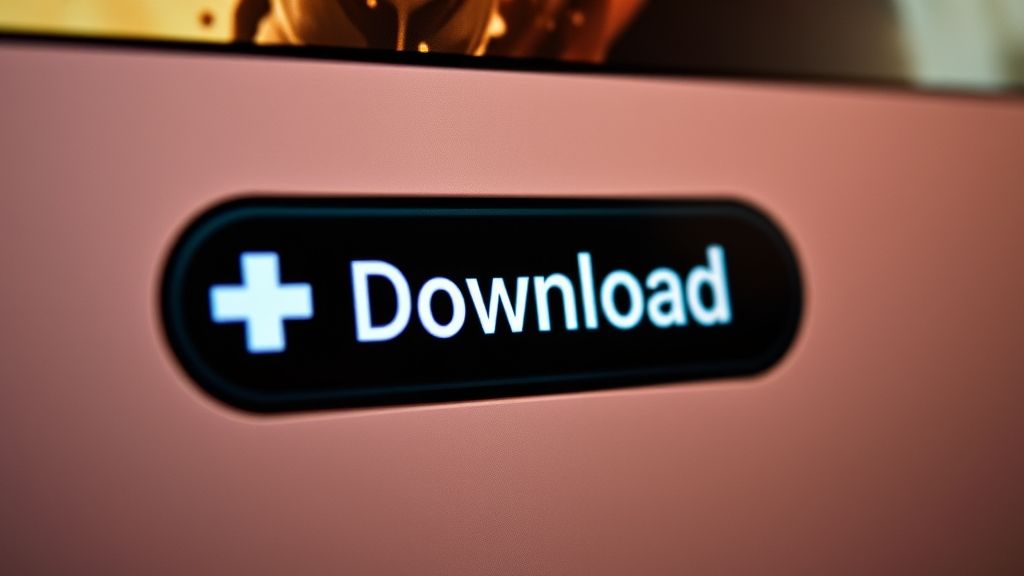 Close-up of a movie download button on a streaming site.