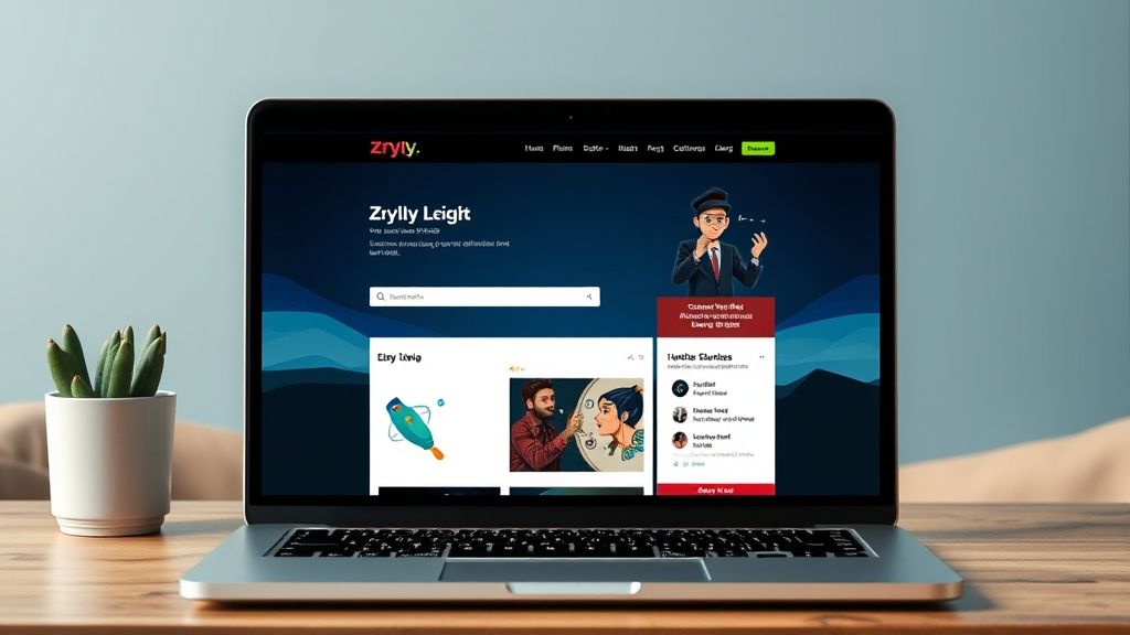 User exploring Zryly.com Internet platform online.
