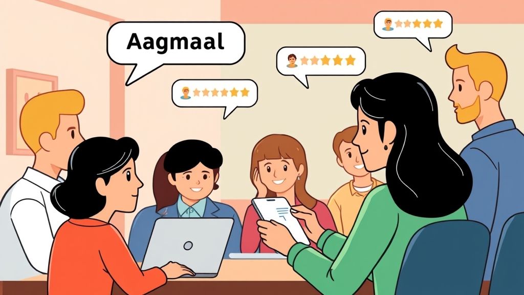 People sharing online reviews and opinions about the Aagmaal Gives entertainment website.